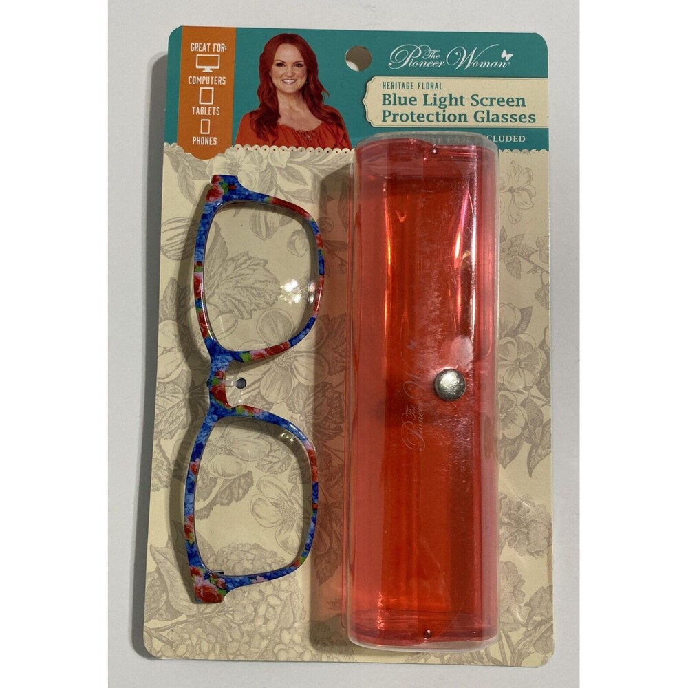 Pioneer Woman Heritage Floral Blue Light Screen Protection Glasses with Case New
